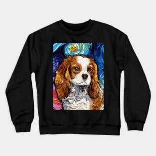 Blenheim Cavalier King Charles Spaniel Night (Portrait) Crewneck Sweatshirt